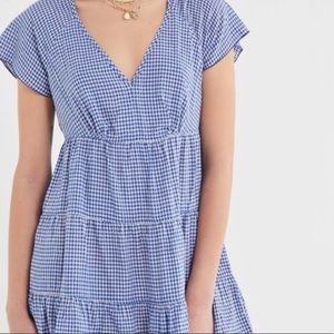 Gingham V-Neck Mini Dress
